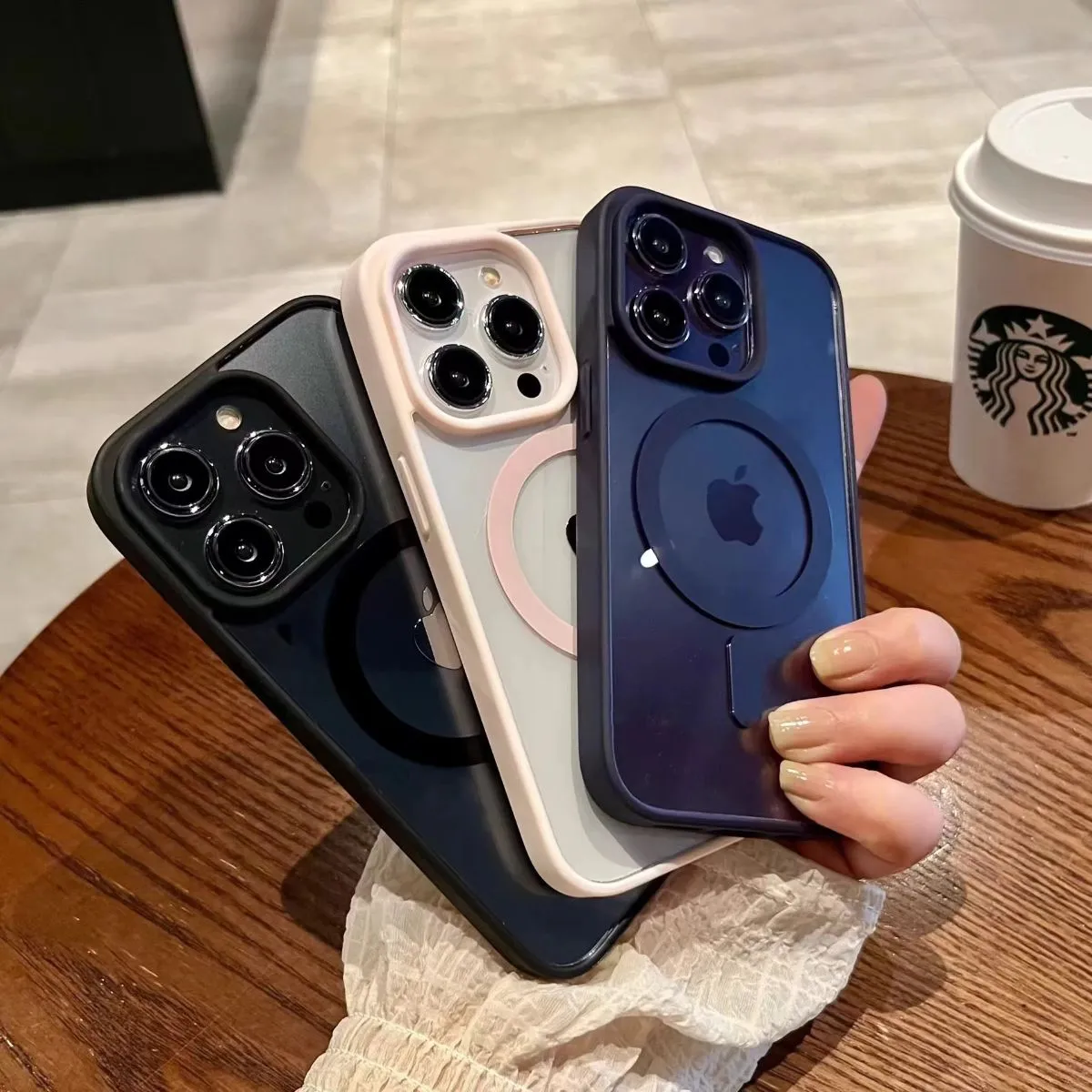 Silicone Magnetic Macaron Case for iPhone 16, Transparent Acrylic Back Cover Compatible with iPhone 15 & 14, Shockproof Protective Bumper